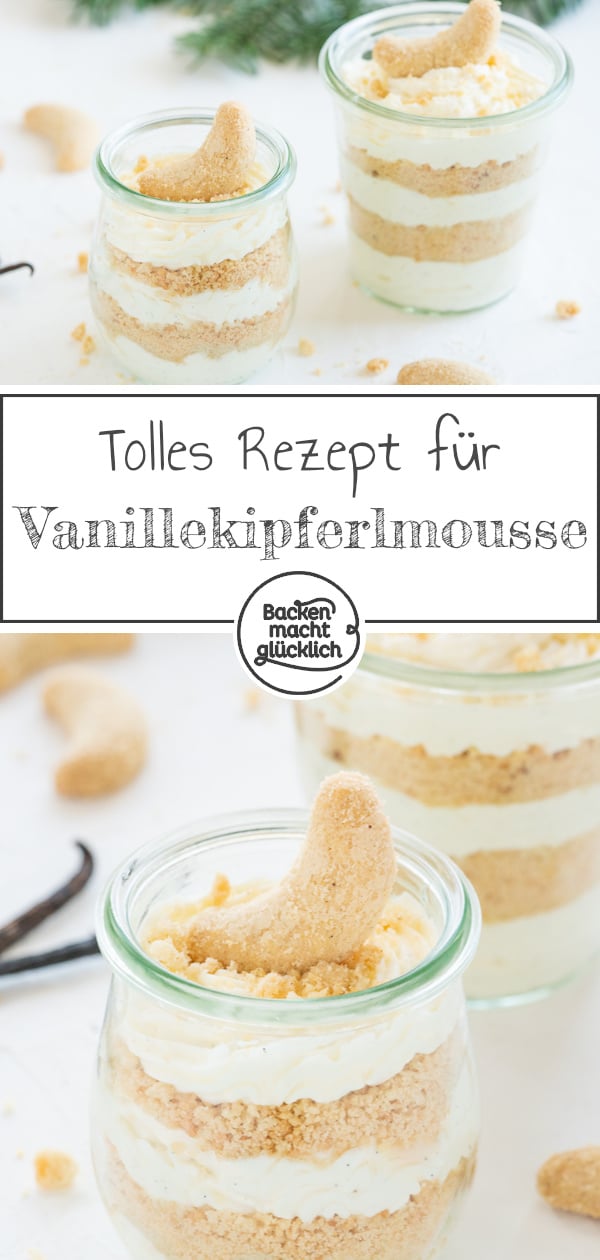 Diese köstliche Vanillekipferl-Mousse ist ein leckeres, extrem einfaches Weihnachtsdessert im Glas!