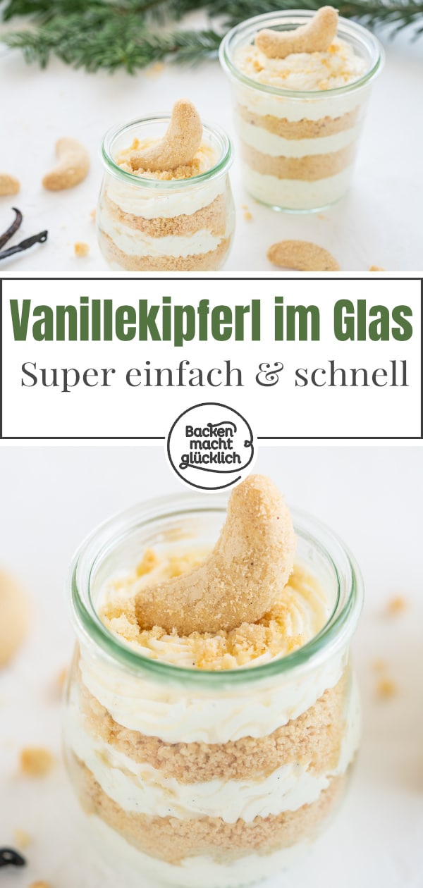 Diese köstliche Vanillekipferl-Mousse ist ein leckeres, extrem einfaches Weihnachtsdessert im Glas!