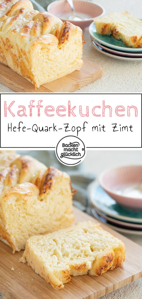 Wunderbar wattiger und fluffiger Hefe-Quark-Zopf, der auch unter dem Namen 