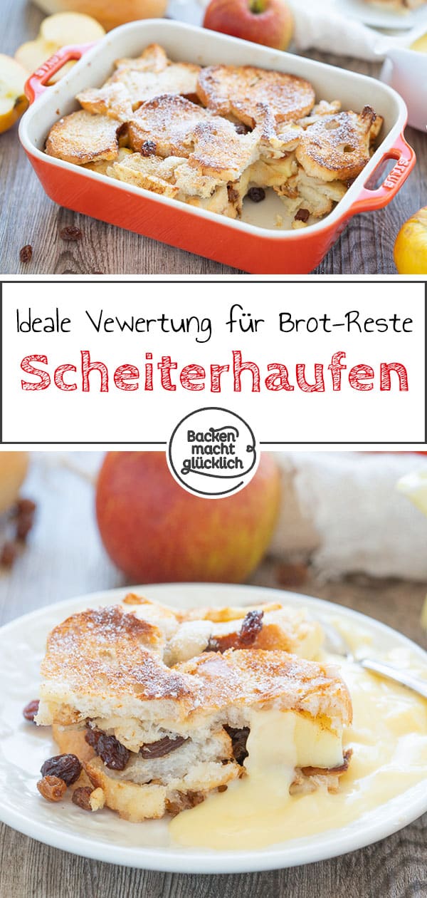 Besser als mit Scheiterhaufen bzw. Ofenschlupfer kann man alte Brötchen, Toastbrot oder Hefezopf kaum verwerten. Scheiterhaufen ist eine einfache Mehlspeise die der ganzen Familie schmeckt!