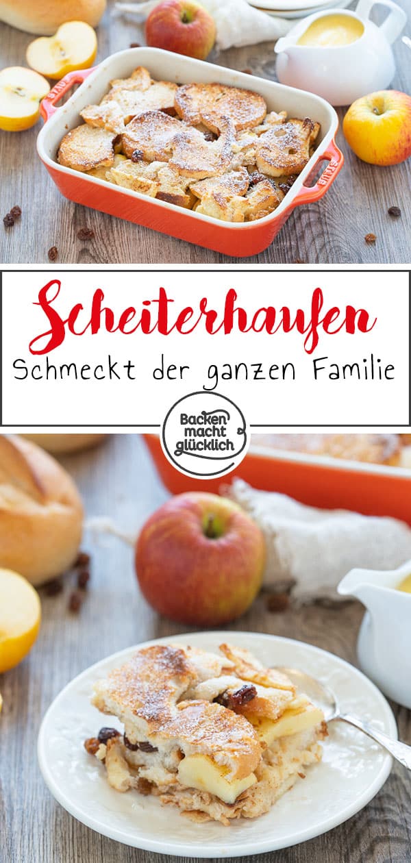 Besser als mit Scheiterhaufen bzw. Ofenschlupfer kann man alte Brötchen, Toastbrot oder Hefezopf kaum verwerten. Scheiterhaufen ist eine einfache Mehlspeise die der ganzen Familie schmeckt!