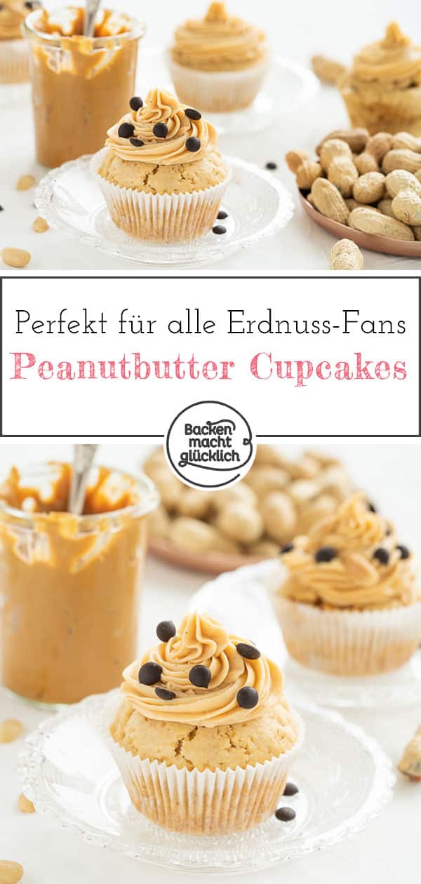 Wer Erdnussbutter mag, wird diese köstlichen Peanut Butter Cupcakes lieben. Das Beste an den Erdnussbutter-Cupcakes ist das herrlich-cremige Erdnussbutter-Frosting!