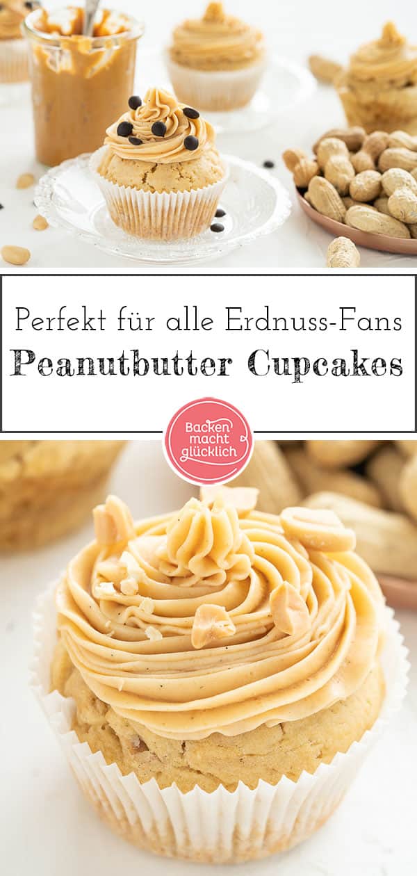 Wer Erdnussbutter mag, wird diese köstlichen Peanut Butter Cupcakes lieben. Das Beste an den Erdnussbutter-Cupcakes ist das herrlich-cremige Erdnussbutter-Frosting!