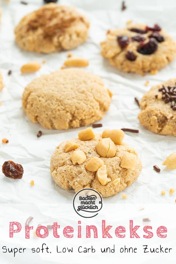 Tolles Rezept für softe Proteinkekse ohne Zucker. Die schnellen Protein Cookies liefern auf gesunde und leckere Art Eiweiß und gesunde Fette