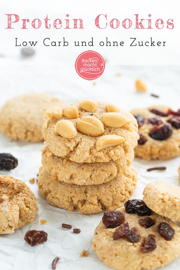 Tolles Rezept für softe Proteinkekse ohne Zucker. Die schnellen Protein Cookies liefern auf gesunde und leckere Art Eiweiß und gesunde Fette