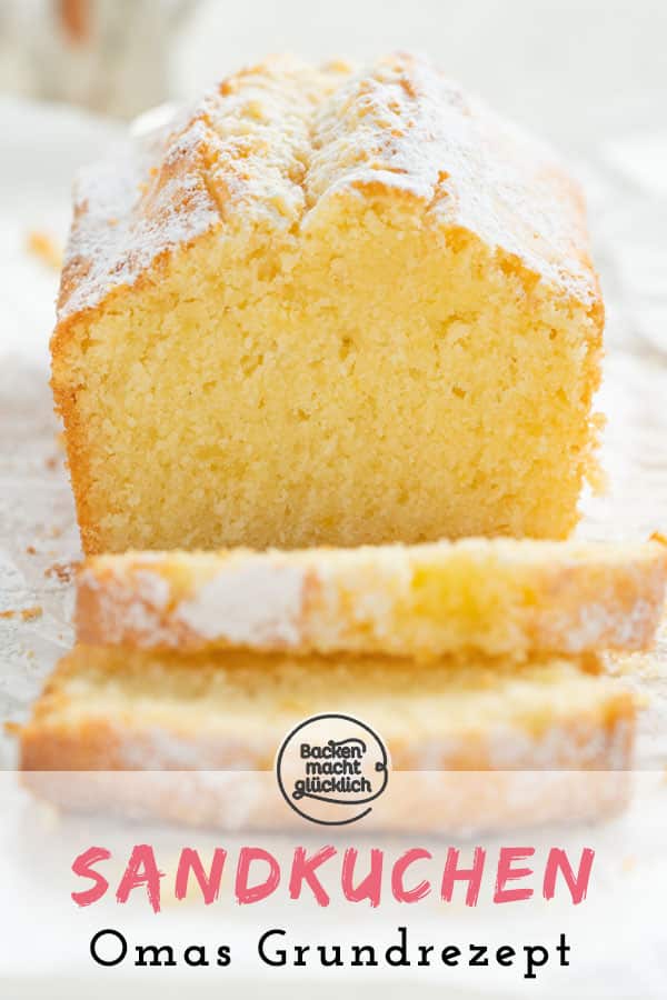 Omas Sandkuchen ist zwar super simpel, aber dafür ist Sandkuchen immer wieder lecker. Dieses Rezept für klassischen Sandkuchen ergibt eine garantiert nicht trockene Variante des traditionellen Rührkuchens!