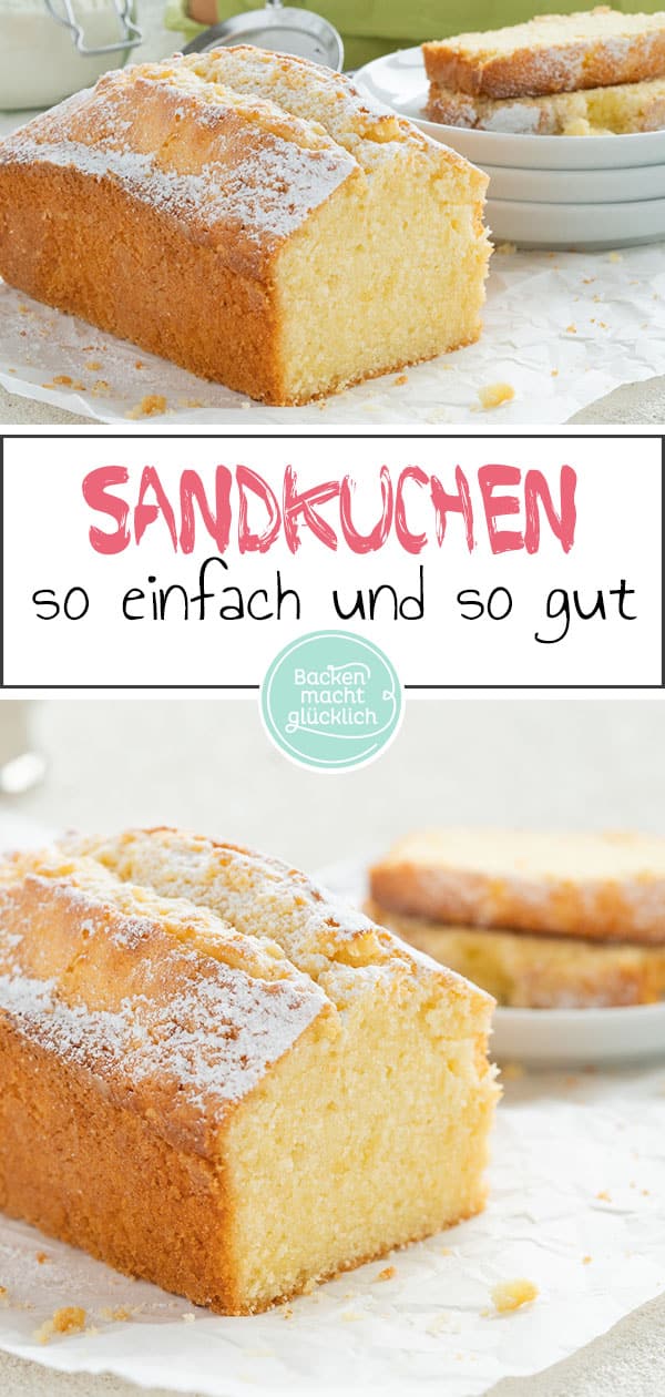 Omas Sandkuchen ist zwar super simpel, aber dafür ist Sandkuchen immer wieder lecker. Dieses Rezept für klassischen Sandkuchen ergibt eine garantiert nicht trockene Variante des traditionellen Rührkuchens!