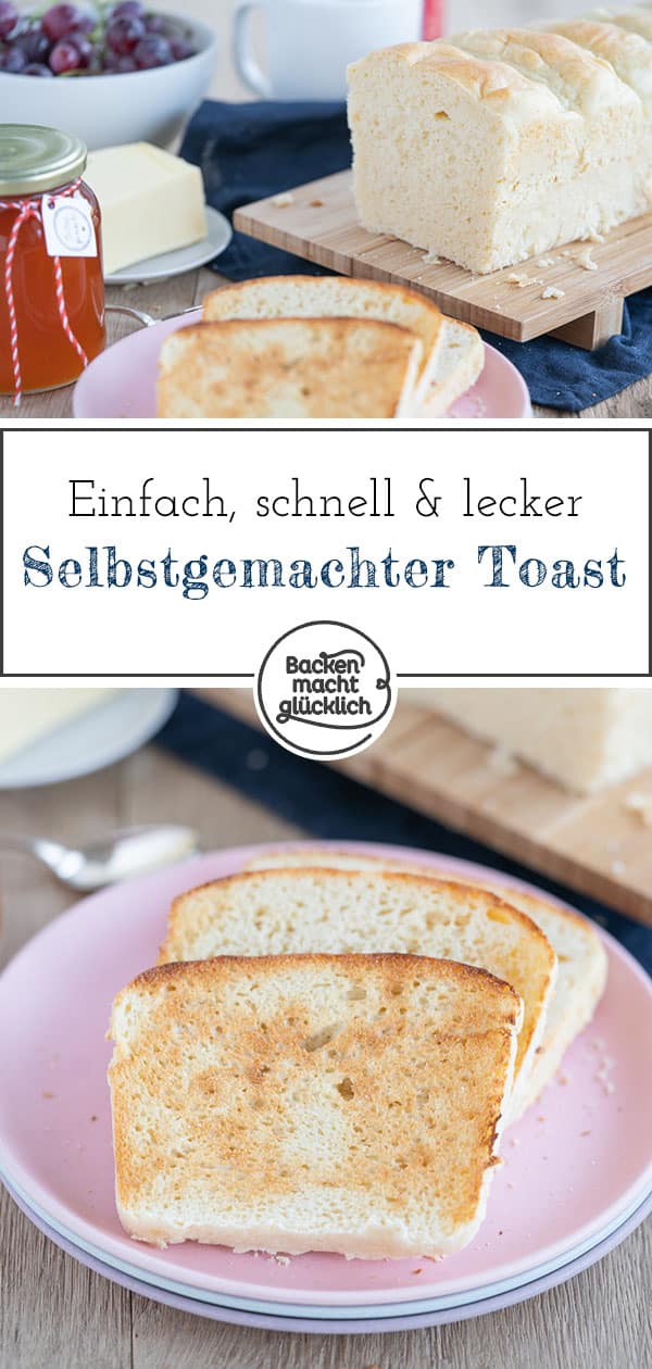 Einfaches, schnelles Rezept für leckeren Butter-Toast. Das Toastbrot kann eher neutral oder süß sowie mit Weizen- oder Dinkelmehl gebacken werden. Das selbstgemachte Toastbrot wird herrlich buttrig und knusprig.