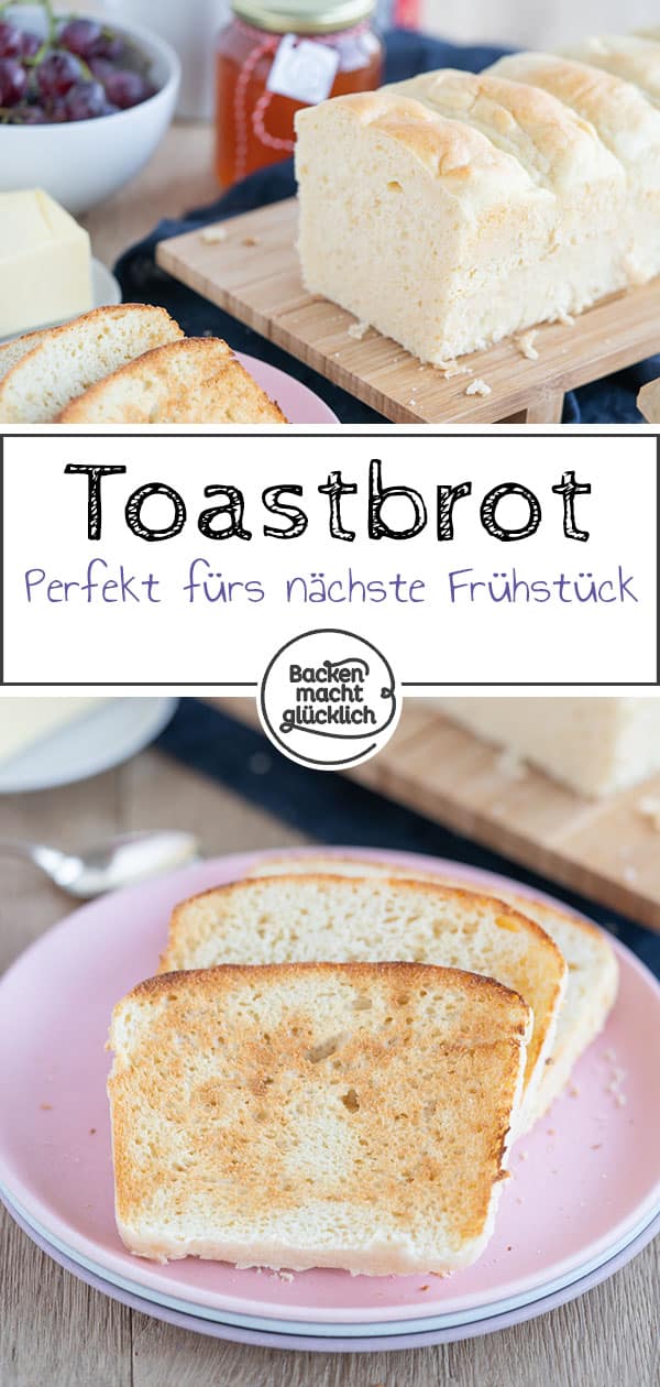 Einfaches, schnelles Rezept für leckeren Butter-Toast. Das Toastbrot kann eher neutral oder süß sowie mit Weizen- oder Dinkelmehl gebacken werden. Das selbstgemachte Toastbrot wird herrlich buttrig und knusprig.