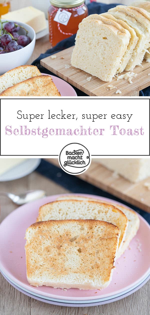 Einfaches, schnelles Rezept für leckeren Butter-Toast. Das Toastbrot kann eher neutral oder süß sowie mit Weizen- oder Dinkelmehl gebacken werden. Das selbstgemachte Toastbrot wird herrlich buttrig und knusprig.