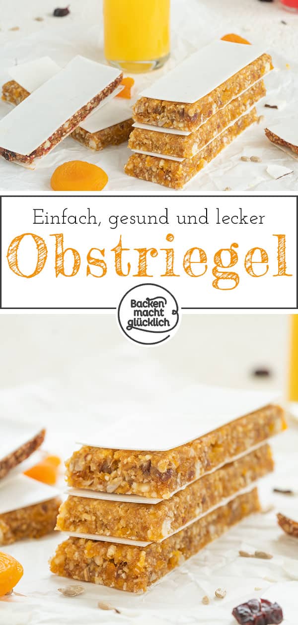 Diese leckeren Fruchtschnitten bestehen aus nur 3 Zutaten. Die einfachen Fruchtriegel sind super fix gemacht, gesund und vegan. Die Fruchtriegel sind perfekt für Klein und Groß!