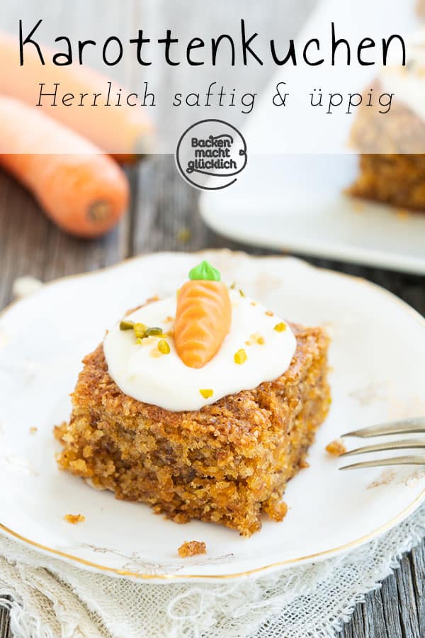 Herrlich saftig, aber ohne tierische Zutaten: Dieser vegane Möhrenkuchen ohne Ei, Butter und Milch steht dem klassischen Rüblikuchen in nichts nach!
