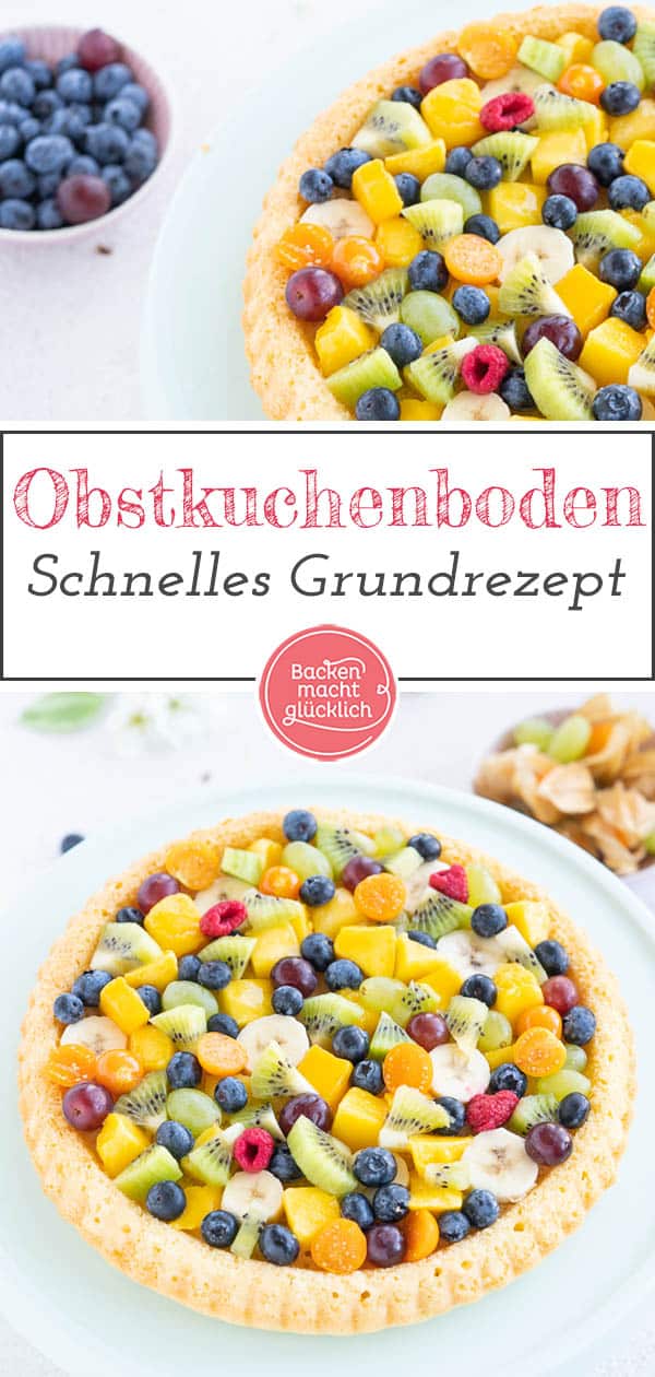 Ein einfaches Grundrezept für einen saftigen Obstboden aus Rührteig. Mit dem Obstkuchenteig lassen sich im Handumdrehen traumhafte Obstkuchen und Torten zaubern.  #obstkuchen #kuchenboden #grundrezept #tortenboden #backenmachtglücklich