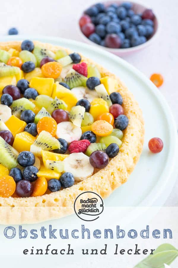 Ein einfaches Grundrezept für einen saftigen Obstboden aus Rührteig. Mit dem Obstkuchenteig lassen sich im Handumdrehen traumhafte Obstkuchen und Torten zaubern.  #obstkuchen #kuchenboden #grundrezept #tortenboden #backenmachtglücklich