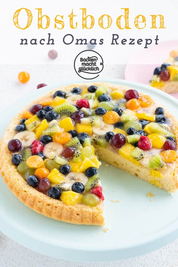 Ein einfaches Grundrezept für einen saftigen Obstboden aus Rührteig. Mit dem Obstkuchenteig lassen sich im Handumdrehen traumhafte Obstkuchen und Torten zaubern.  #obstkuchen #kuchenboden #grundrezept #tortenboden #backenmachtglücklich