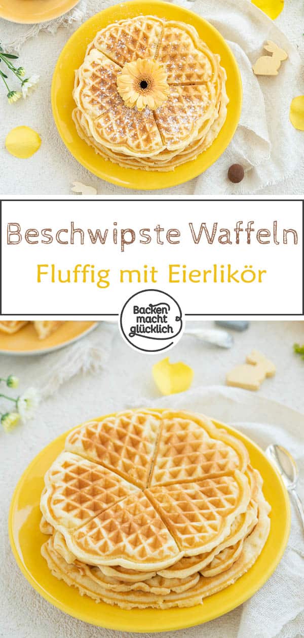 Diese einfachen Eierlikör-Waffeln schmecken nicht nur zu Ostern gut: Sie werden wunderbar luftig und saftig zugleich. Mit der passenden Deko sind die Waffeln mit Eierlikör auch fürs Auge ein Genuss!