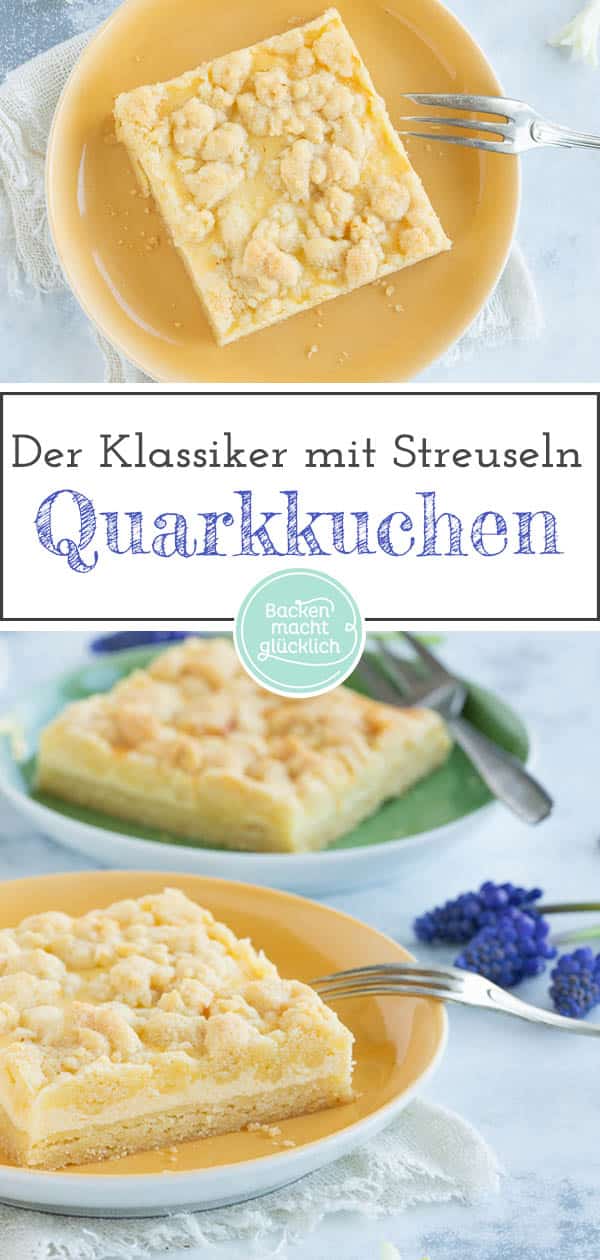 Ein einfacher, schneller Käse-Streusel-Kuchen vom Blech, der Groß und Klein schmeckt. Die Kombination aus saftigem Quarkkuchen und knusprigen Streuseln ist verführerisch gut!