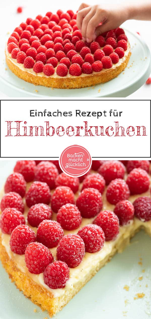 Wie wäre es mal mit einem köstlichen Himbeer-Pudding-Kuchen? Dieses super einfache Rezept für Himbeerkuchen mit Biskuit und leckerem Vanillepudding kommt wirklich bei jedem gut an!  #himbeerkuchen #himbeeren #kuchen #einfach #himbeerkuchenmitpudding #backenmachtglücklich