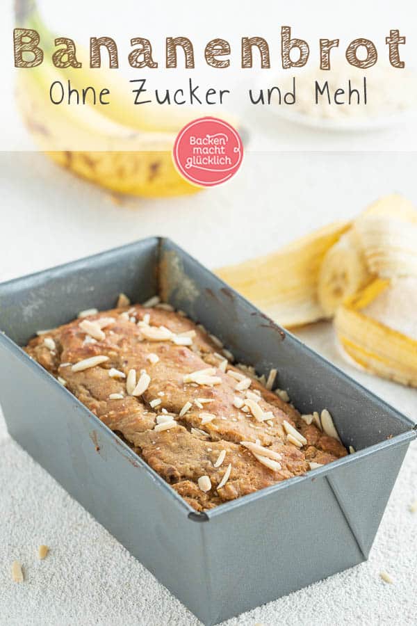 Dieses leckere Low Carb Banana Bread kommt ganz ohne Butter, Zucker und Mehl aus. Dafür schmeckt es aber genauso saftig und aromatisch wie das Original. Das gesunde Banana Bread ist eine klare Empfehlung! #bananbread #bananenbrot #lowcarb #banenkuchen #bananenbrotgesund #backenmachtglücklich