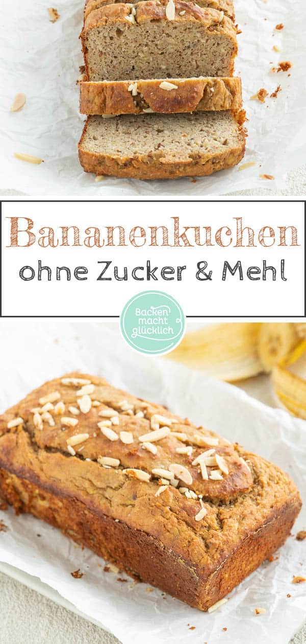 Dieses leckere Low Carb Banana Bread kommt ganz ohne Butter, Zucker und Mehl aus. Dafür schmeckt es aber genauso saftig und aromatisch wie das Original. Das gesunde Banana Bread ist eine klare Empfehlung! #bananbread #bananenbrot #lowcarb #banenkuchen #bananenbrotgesund #backenmachtglücklich