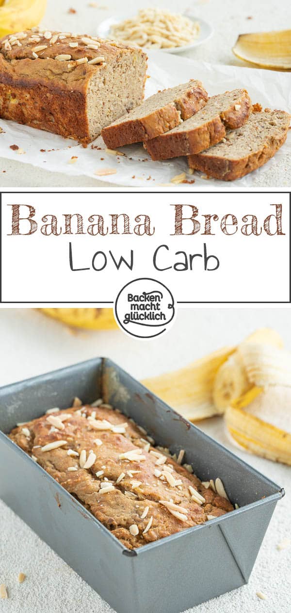 Dieses leckere Low Carb Banana Bread kommt ganz ohne Butter, Zucker und Mehl aus. Dafür schmeckt es aber genauso saftig und aromatisch wie das Original. Das gesunde Banana Bread ist eine klare Empfehlung! #bananbread #bananenbrot #lowcarb #banenkuchen #bananenbrotgesund #backenmachtglücklich