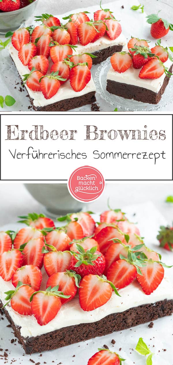 Diese köstlichen Erdbeer-Mascarpone-Brownies sehen nicht nur absolut verführerisch aus, sondern schmecken auch so. Die Brownies mit Erdbeeren sind nämlich schokoladig, cremig und fruchtig zugleich – die perfekte Kombination für den Sommer! #brownies #sommer #erdbeeren #erdbeerkuchen #schoko #backenmachtglücklich