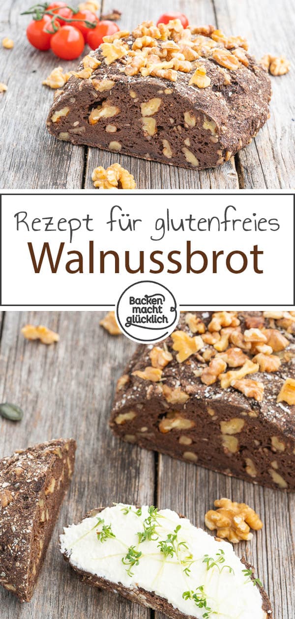 Dieses köstliche Low Carb Walnussbrot ist eine tolle Brotalternative, die kaum Kohlenhydrate enthält. Außerdem ist das leckere Brot mit Walnussmehl komplett glutenfrei! #walnussbrot #brotbacken #lowcarb #glutenfrei #backenmachtglücklich