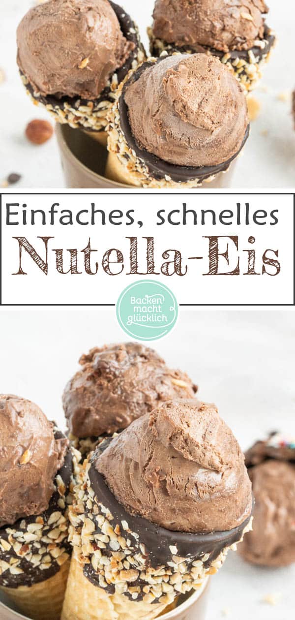 Nur 5 Zutaten und 5 Minuten Aufwand: Leckeres Nutella-Eis selbermachen ist überhaupt nicht schwer. Wer Nussnougat-Creme mag, wird dieses Nutellaeis Rezept lieben!   #backenmachtglücklich #nutella #eiscreme #schokoeis #rezept