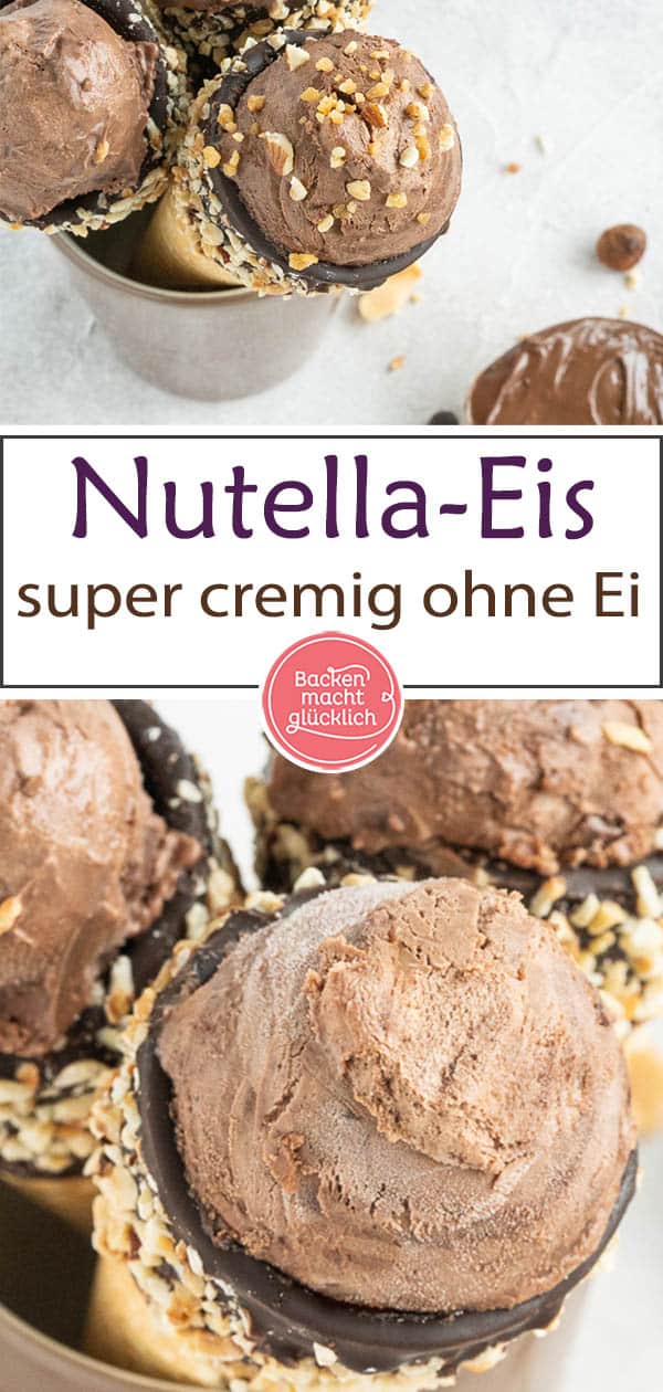 Nur 5 Zutaten und 5 Minuten Aufwand: Leckeres Nutella-Eis selbermachen ist überhaupt nicht schwer. Wer Nussnougat-Creme mag, wird dieses Nutellaeis Rezept lieben!   #backenmachtglücklich #nutella #eiscreme #schokoeis #rezept