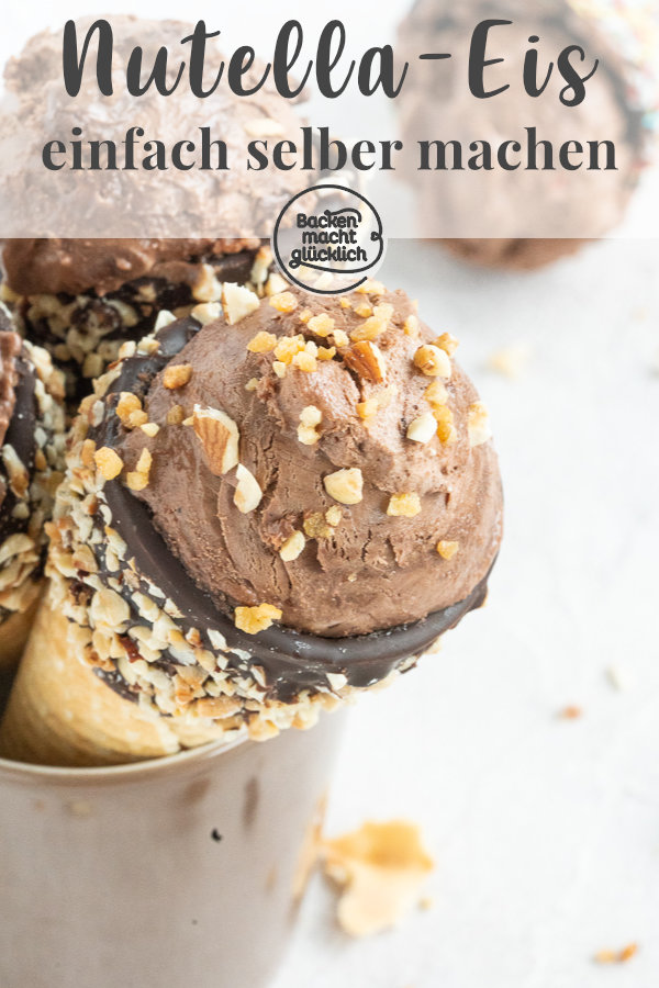 Nur 5 Zutaten und 5 Minuten Aufwand: Leckeres Nutella-Eis selbermachen ist überhaupt nicht schwer. Wer Nussnougat-Creme mag, wird dieses Nutellaeis Rezept lieben!   #backenmachtglücklich #nutella #eiscreme #schokoeis #rezept