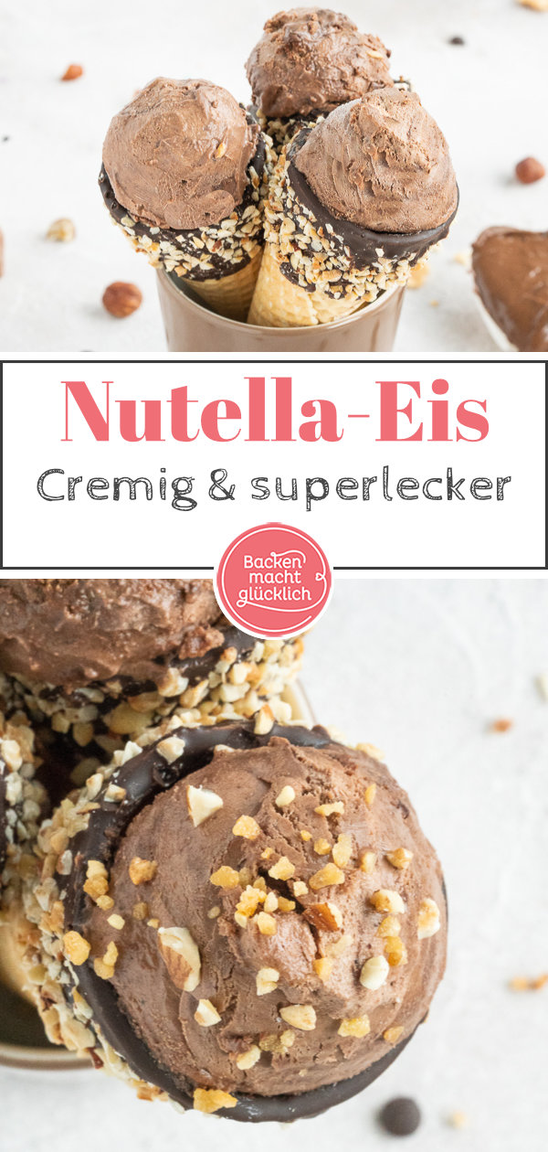 Nur 5 Zutaten und 5 Minuten Aufwand: Leckeres Nutella-Eis selbermachen ist überhaupt nicht schwer. Wer Nussnougat-Creme mag, wird dieses Nutellaeis Rezept lieben!   #backenmachtglücklich #nutella #eiscreme #schokoeis #rezept