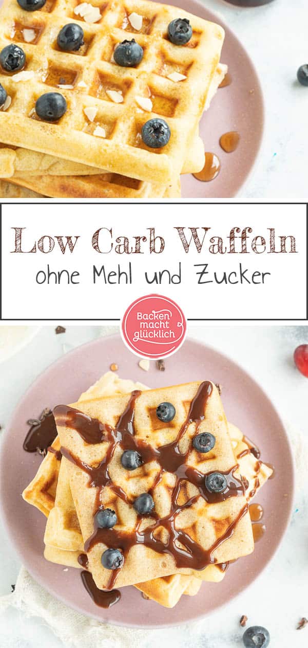 Die leckeren Protein-Waffeln ohne Zucker und Mehl versorgen euch mit richtig viel Eiweiß und sind komplett glutenfrei. Die gesunden Low Carb Waffeln sind außerdem blitzschnell gebacken und schmecken super köstlich! Ein wahrer Genuss für die ganze Familie. #waffeln #lowcarb #glutenfrei #eiweiß #lowcarbwaffeln #ohnezucker #fitness #backenmachtglücklich