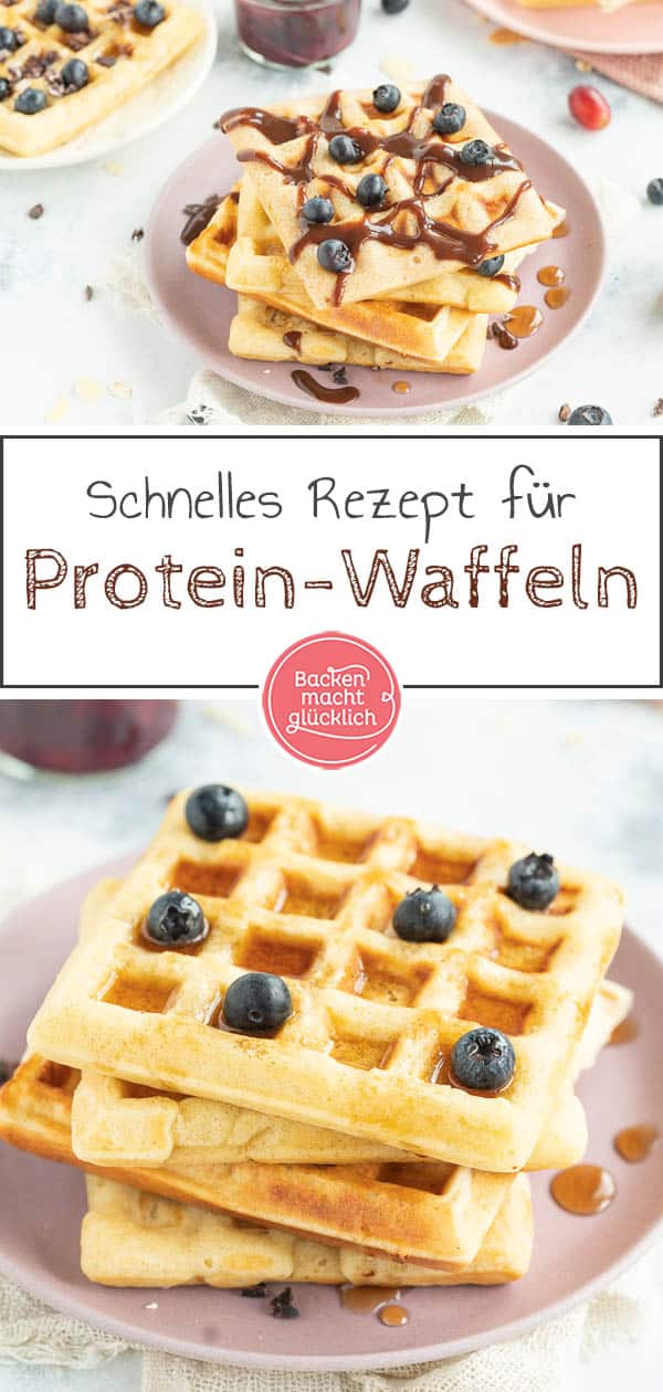 Die leckeren Protein-Waffeln ohne Zucker und Mehl versorgen euch mit richtig viel Eiweiß und sind komplett glutenfrei. Die gesunden Low Carb Waffeln sind außerdem blitzschnell gebacken und schmecken super köstlich! Ein wahrer Genuss für die ganze Familie. #waffeln #lowcarb #glutenfrei #eiweiß #lowcarbwaffeln #ohnezucker #fitness #backenmachtglücklich
