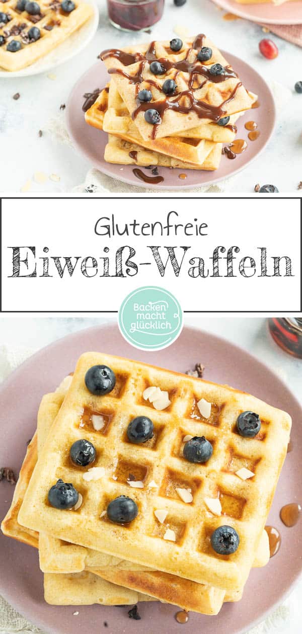Die leckeren Protein-Waffeln ohne Zucker und Mehl versorgen euch mit richtig viel Eiweiß und sind komplett glutenfrei. Die gesunden Low Carb Waffeln sind außerdem blitzschnell gebacken und schmecken super köstlich! Ein wahrer Genuss für die ganze Familie. #waffeln #lowcarb #glutenfrei #eiweiß #lowcarbwaffeln #ohnezucker #fitness #backenmachtglücklich