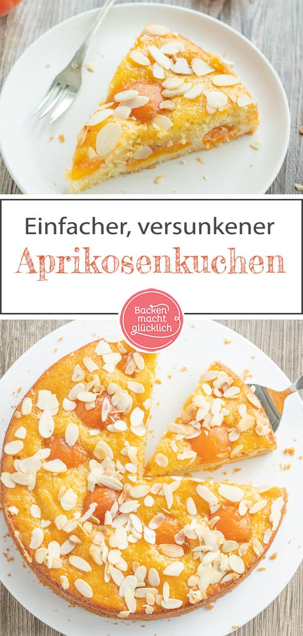 Ein super einfacher Aprikosenkuchen mit Mandeln aus saftigem Rührteig. Der köstliche Obstkuchen mit Aprikosen ist einer von Omas berühmten Klassikern, die immer gut ankommen! #aprikosenkuchen #aprikosen #sommer #mandel #obstkuchen #backenmachtglücklich