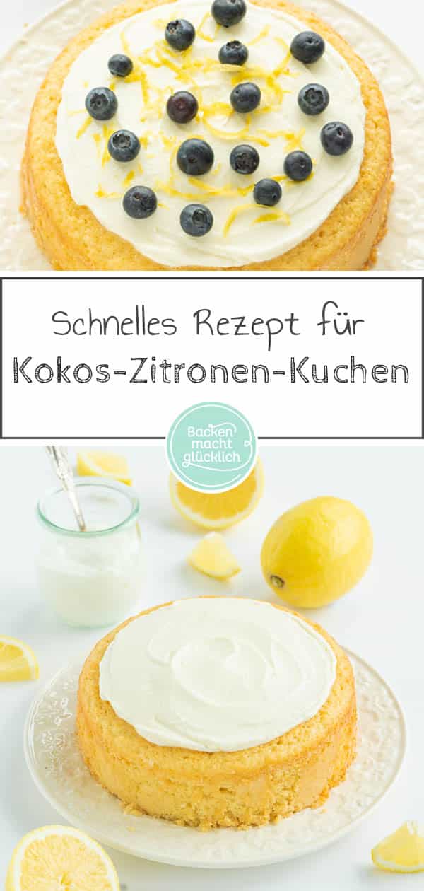 Ich liebe diesen super saftigen Zitronenkuchen mit Kokos und Joghurt. Er schmeckt super frisch und ist genau richtig für heiße Sommertage. Der Zitronen-Joghurt-Kokoskuchen kommt einfach immer gut an! #zitronenkuchen #kokos #sommer #sommerkuchen #kokoskuchen #zitrone #backenmachtglücklich