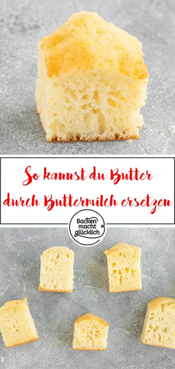 So kann man Butter ersetzen beim Backen: Mit unseren Tipps ist Kuchen backen ohne Butter kein Problem mehr - egal, ob du zu wenig Butter für den Kuchen hast oder Fett sparen möchtest. Mit großem Test, was Erdnussmus statt Butter, Joghurt statt Butter, Buttermilch statt Butter, Apfelmus statt Butter und Halbfettbutter statt Butter im Teig bewirken. #butterersatz #butterersetzen #backen #halbfettbutter #backenmachtglücklich