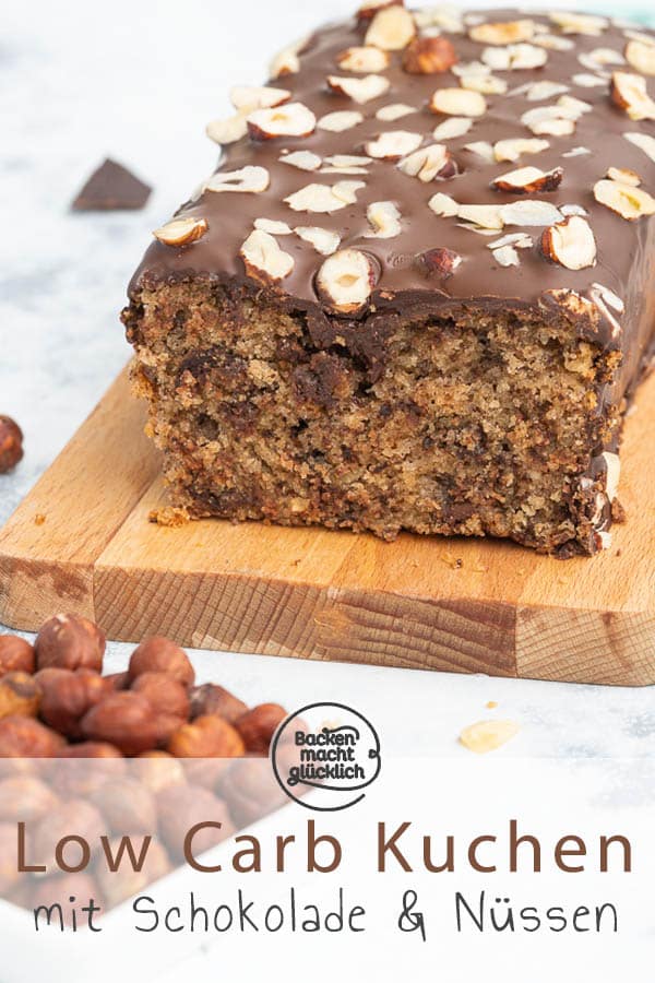 Dieser Low Carb Schokokuchen mit Nüssen ist nicht nur zuckerfrei, sondern auch unheimlich lecker! Mit dem super saftigen Teig ist der Schoko-Nuss-Kuchen ohne Zucker ein Genuss für die ganze Familie. #lowcarb #zuckerfrei #schokokuchen #nusskuchen #zuckerfreibacken 