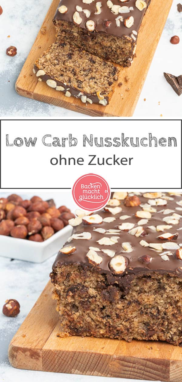 Dieser Low Carb Schokokuchen mit Nüssen ist nicht nur zuckerfrei, sondern auch unheimlich lecker! Mit dem super saftigen Teig ist der Schoko-Nuss-Kuchen ohne Zucker ein Genuss für die ganze Familie. #lowcarb #zuckerfrei #schokokuchen #nusskuchen #zuckerfreibacken 