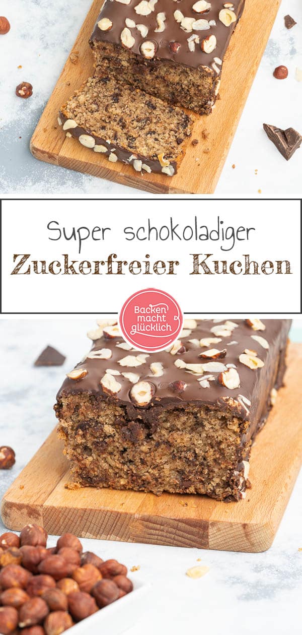 Dieser Low Carb Schokokuchen mit Nüssen ist nicht nur zuckerfrei, sondern auch unheimlich lecker! Mit dem super saftigen Teig ist der Schoko-Nuss-Kuchen ohne Zucker ein Genuss für die ganze Familie. #lowcarb #zuckerfrei #schokokuchen #nusskuchen #zuckerfreibacken 