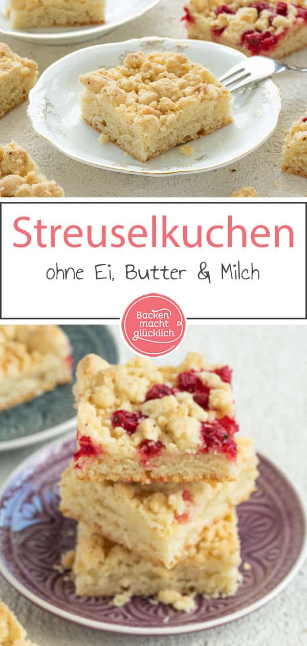 Fluffiger veganer Hefekuchen mit Streuseln – eine tolle Alternative zum Klassiker! Dass dieser geniale Streuselkuchen ohne Ei, Milch und Butter auskommt, merkt niemand. #vegan #veganbacken #streuselkuchen #streusel #backenmachtglücklich