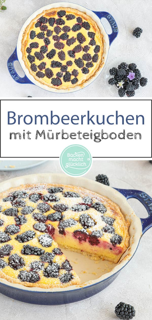 Der Brombeerkuchen mit Schmand und Mandeln ist ein köstlicher Sommergenuss. Für den Kuchen mit Brombeeren eigenen sich sowohl frische als auch Tiefkühlfrüchte. Solltet ihr unbedingt testen! #brombeerkuchen #brombeer #omasrezepte #schmand #backenmachtglücklich