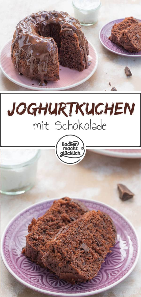 Dieser Gugelhupf Schokokuchen ist ein echter Klassiker ganz nach Omas Rezept. Verfeinert wird der Schokokuchen mit Joghurt und Öl, damit er so richtig schön fluffig und saftig wird. #schokokuchen #gugelhupf #schokojoghurtkuchen #klassiker #backenmachtglücklich