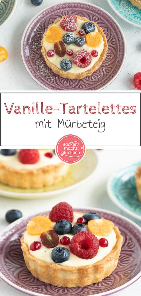 Diese Tartelettes mit Obst und Vanillecreme sind das perfekte Dessert für den Sommer. Die kleinen Obst-Törtchen sind super einfach und schnell gebacken. #tartelette #törtchen #tarte #obstkuchen #backenmachtglücklich