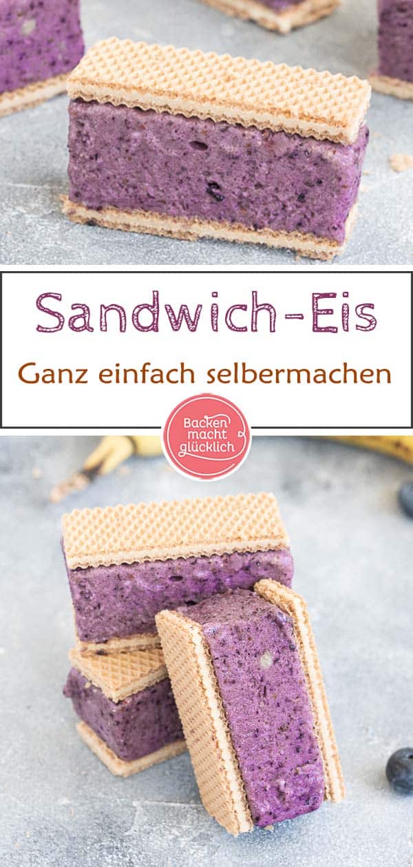  Waffel-Eis-Sandwiches selbermachen ist überhaupt nicht schwer. Mit diesem Nicecream Sandwich Rezept habt ihr im Nu einen erfrischenden, gesunden Sommersnack gemacht. #eis #rezept #nicecream #sommersnack #backenmachtglücklich