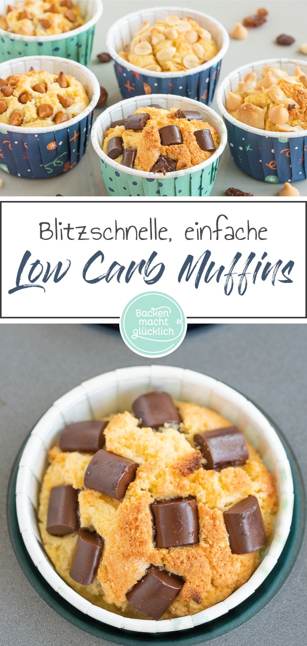 Das Rezept für gesunde Muffins ohne Zucker und Mehl ist nicht nur super lecker, sondern auch ganz einfach und schnell gemacht. Die Low Carb Muffins mit Mandeln und Kokosmehl kommen einfach immer gut an! #muffins #lowcarb #glutenfrei #zuckerfrei #backenmachtglücklich