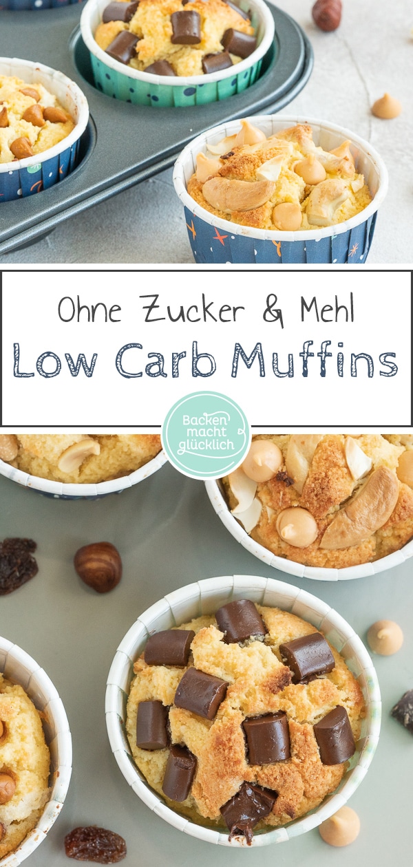 Das Rezept für gesunde Muffins ohne Zucker und Mehl ist nicht nur super lecker, sondern auch ganz einfach und schnell gemacht. Die Low Carb Muffins mit Mandeln und Kokosmehl kommen einfach immer gut an! #muffins #lowcarb #glutenfrei #zuckerfrei #backenmachtglücklich