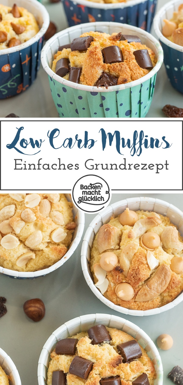 Das Rezept für gesunde Muffins ohne Zucker und Mehl ist nicht nur super lecker, sondern auch ganz einfach und schnell gemacht. Die Low Carb Muffins mit Mandeln und Kokosmehl kommen einfach immer gut an! #muffins #lowcarb #glutenfrei #zuckerfrei #backenmachtglücklich