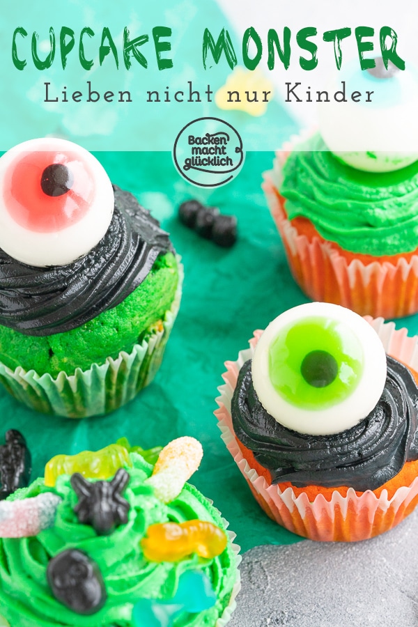 Schaurig-schöne Cupcakes für Halloween, die mit ihren Farben und der tollen Deko nicht nur Kinder begeistern! Mit diesen Cupcake Monstern wird das Halloween-Buffet garantiert ein Hingucker.
