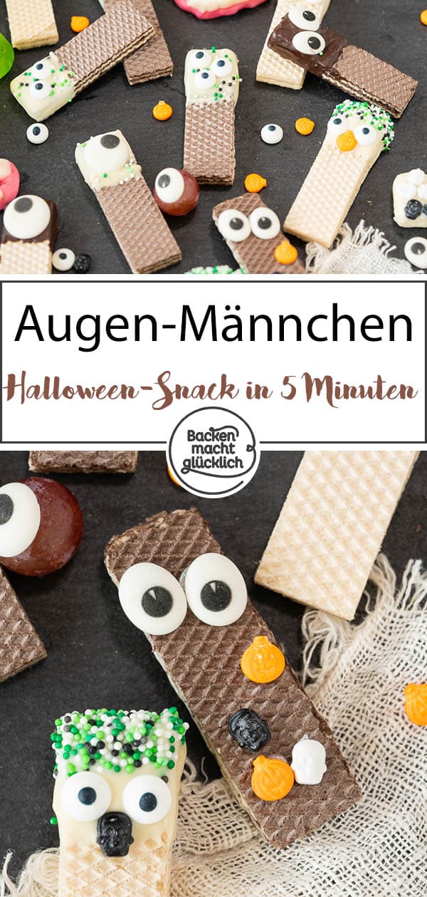 Einfache und schnelle Halloween-Snack-Ideen: Spinnen-Törtchen, Augen-Männchen und Grabstein-Pudding. Diese witzigen Ideen fürs Halloweenbuffet sorgen garantiert für gute Laune!